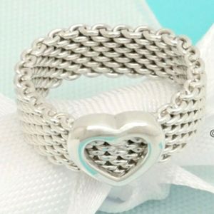 Tiffany & Co. Heart Mesh Somerset Ring Band Size 5 Silver 925 w/Pouch